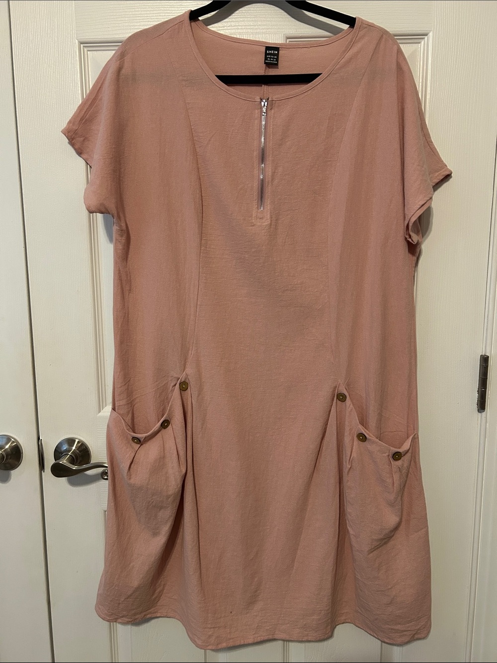 SHEIN Dusty Rose Pink Midi Dress with Front Zip